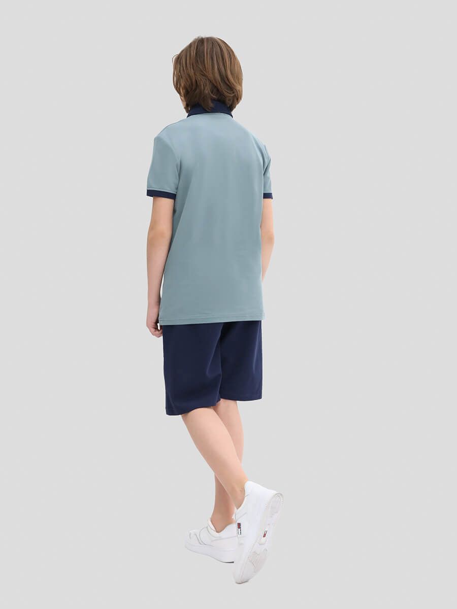 TO10943-10 Комплект спортивный (футболка+шорты) для мальчиков голубой+100% хлопок/80% хлопок, 20% ПЭ