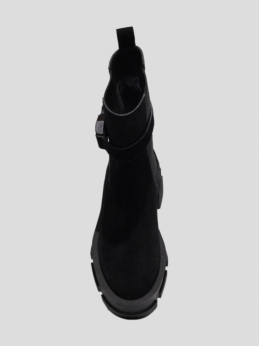 1820266 Ботинки женский черный+натуральный спилок