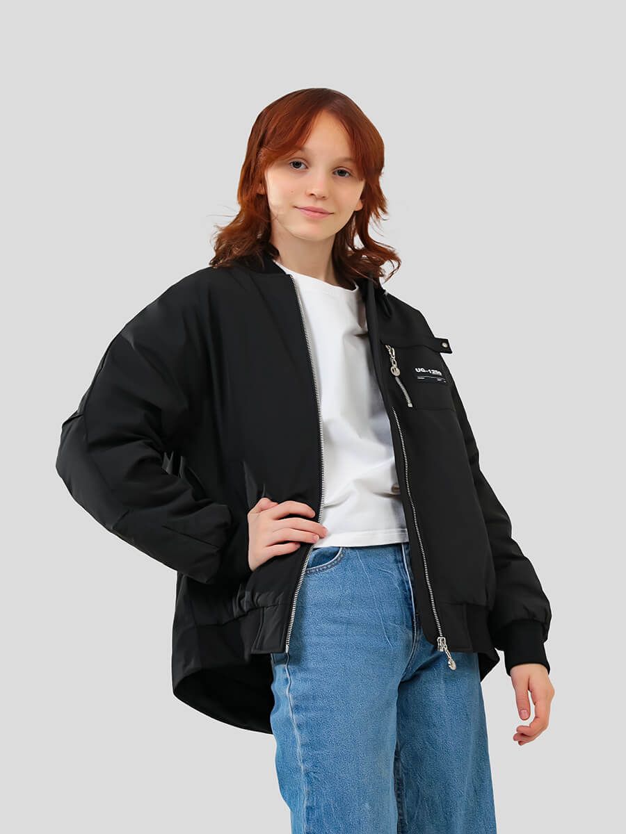 JAC236-01 Куртка для девочек черный+100% полиэстер