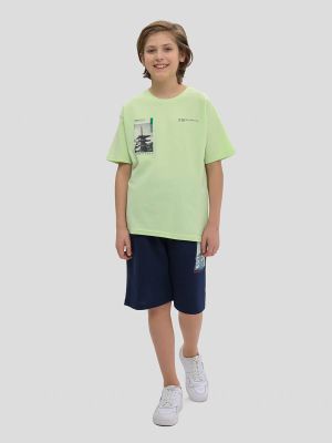 TO10926-06 Комплект спортивный (футболка+шорты) для мальчиков зеленый+80% хлопок, 20% полиэстер