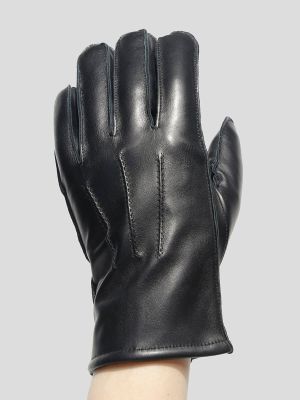 GL23010-01 Перчатки мужской черный+натуральная кожа