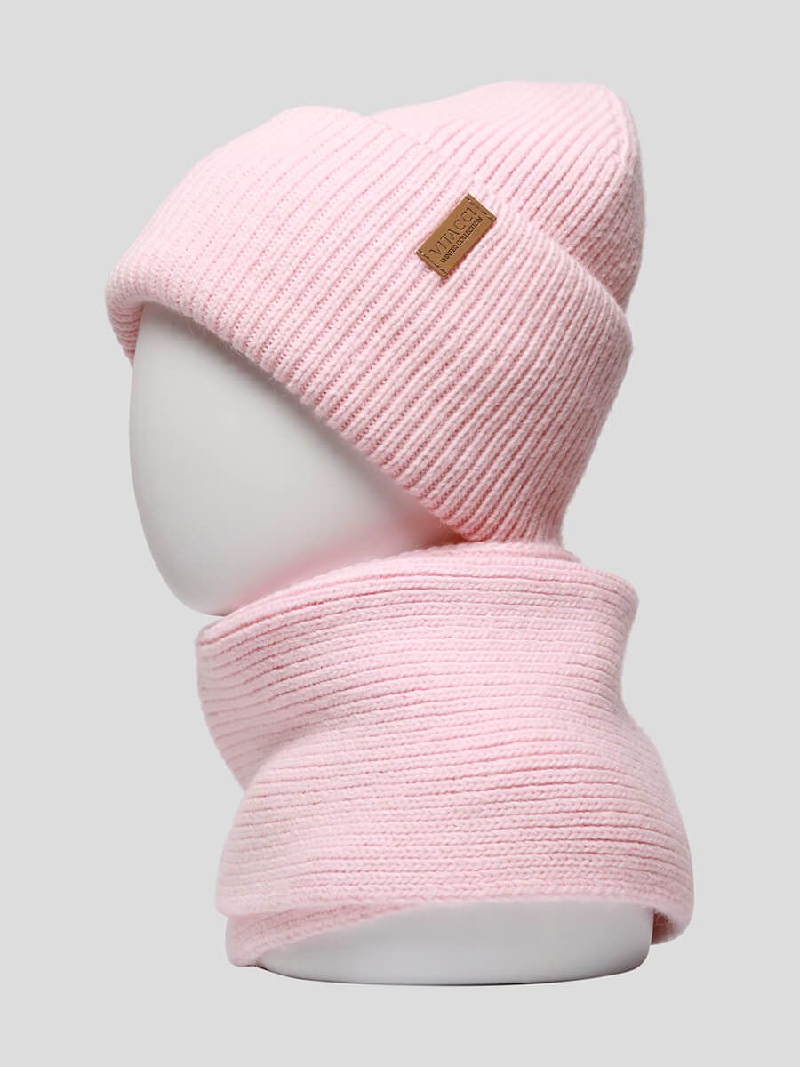 FG0050-14P Комплект (шапка, шарф) женский розовый+50% акрил, 30% шерсть, 20% альпака