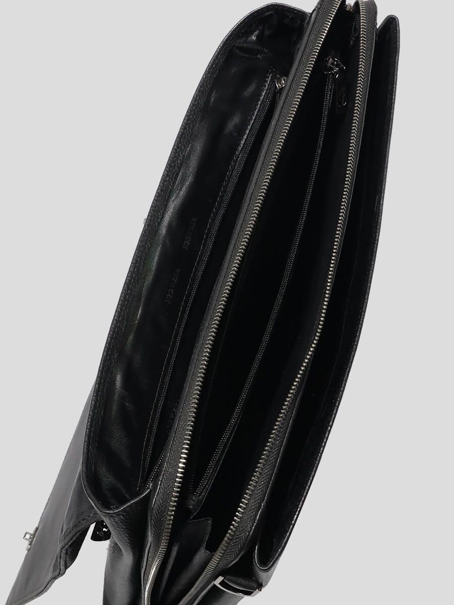 TA1419-01 Портфель мужской черный+натуральная кожа