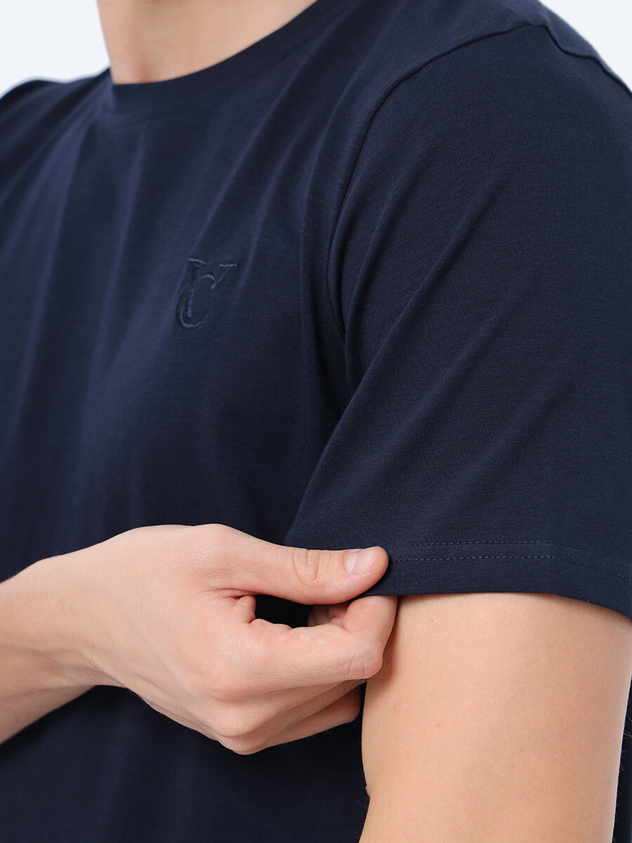 TSV001 Комплект футболок мужских (3 шт.) черный, синий, белый+90% хлопок, 10% лайкра, 44(S)-52(XXL)