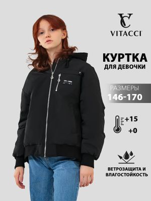 JAC236-01 Куртка для девочек черный+100% полиэстер