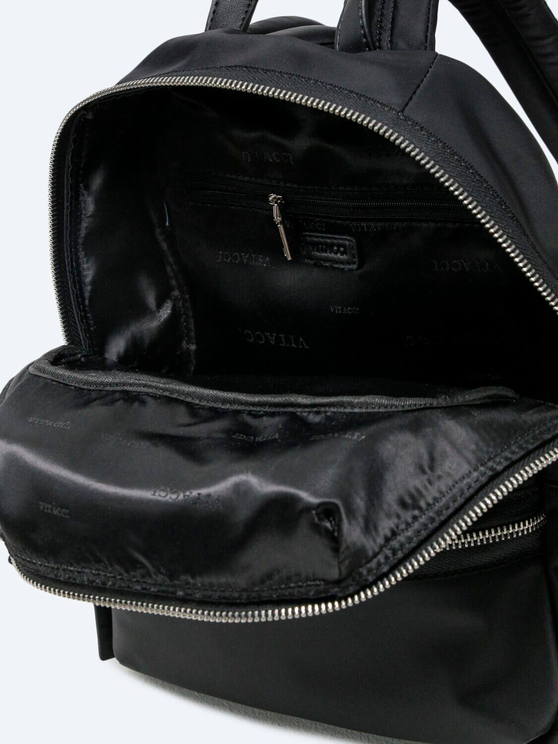 V3224-01 Рюкзак женский черный+текстиль
