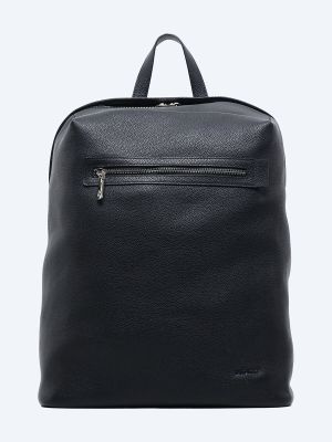 SUM307-01 Рюкзак мужской черный+натуральная кожа