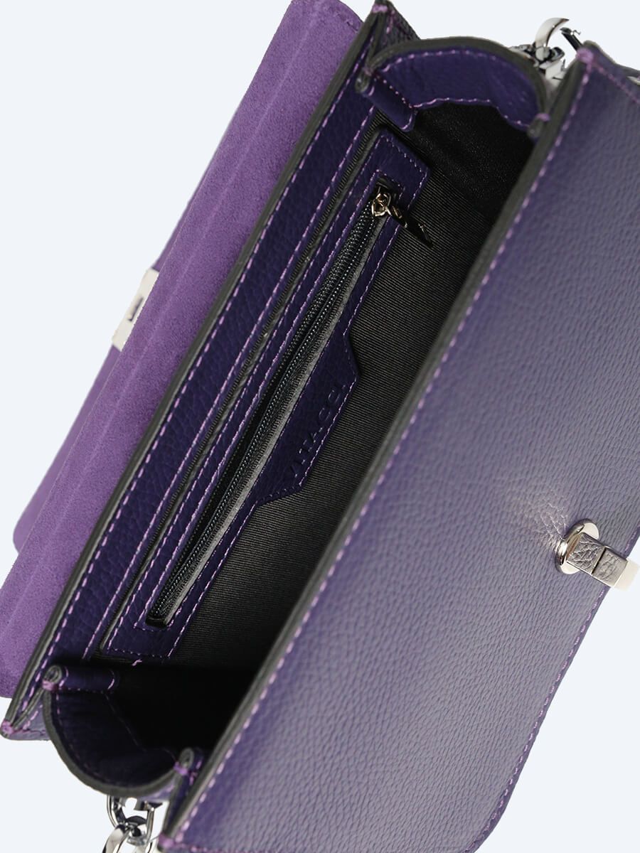DB0205-16 Сумка женский фиолетовый+натуральная кожа/натуральный велюр