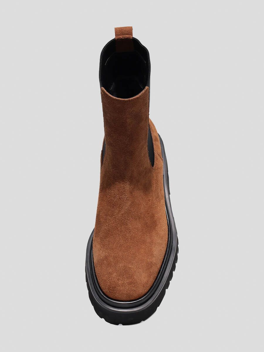 1820506 Ботинки женский коричневый+натуральный спилок
