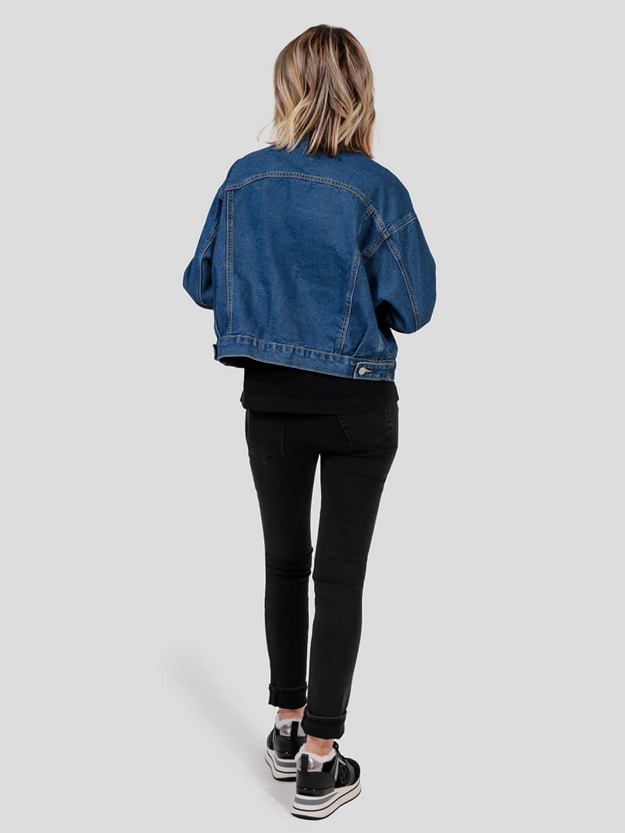 JE5089-2 Куртка джинсовая женский синий+86% хлопок, 10% вискоза, 4% полиэстер