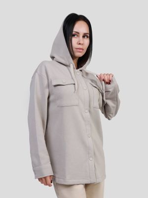 SP7900-07 Рубашка (блузон) трикотажная с капюшоном женский серый+80% хлопок, 20% полиэстер