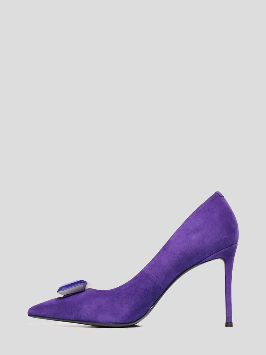 1852309 Туфли женский фиолетовый+натуральный велюр