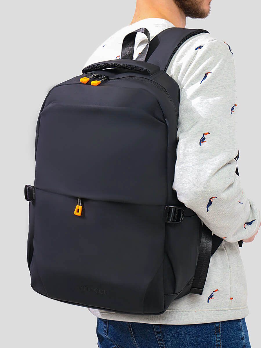 H0524-01 Рюкзак мужской черный+текстиль