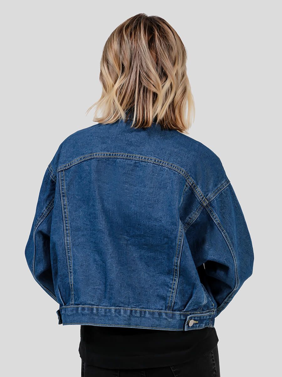 JE5089-2 Куртка джинсовая женский синий+86% хлопок, 10% вискоза, 4% полиэстер