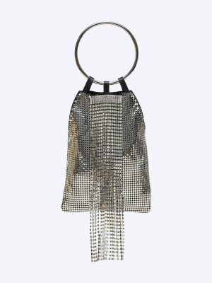 C1154-29 Клатч женский серебряный+текстиль/пайетки
