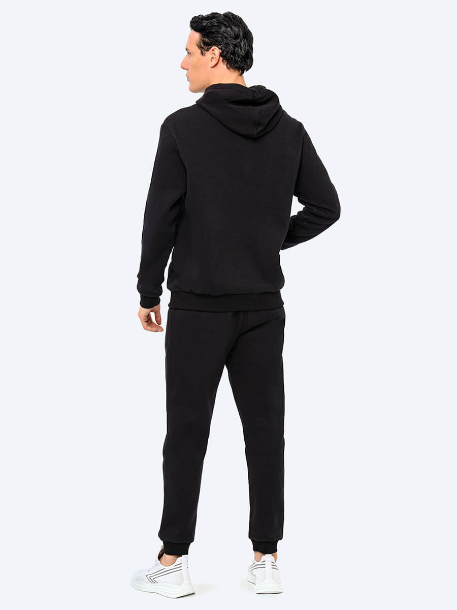 TO85184-01 Комплект (джемпер спортивный+брюки спортивные) мужской черный+70% хлопок, 30% полиэстер