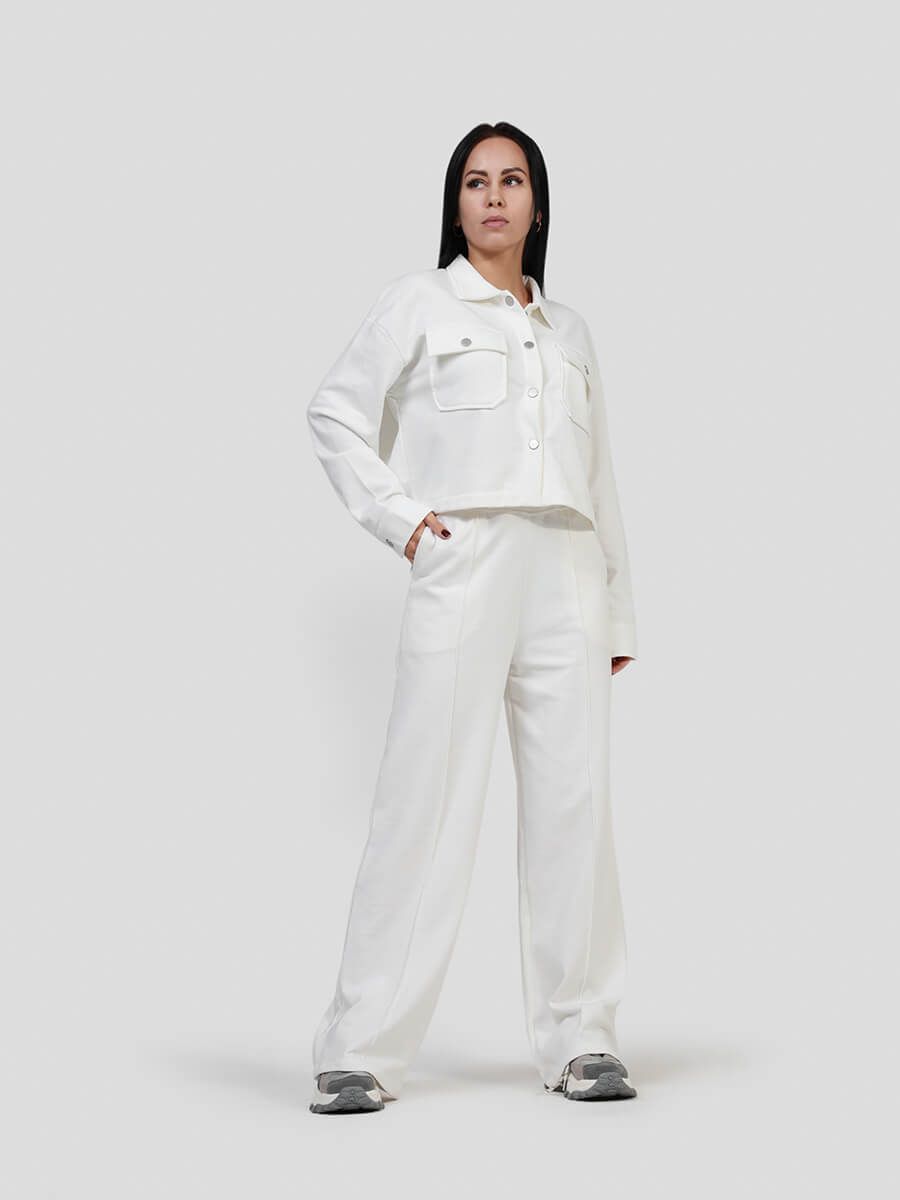 SP7671-02 Рубашка (блузон) трикотажная женский белый+80% хлопок, 20% полиэстер
