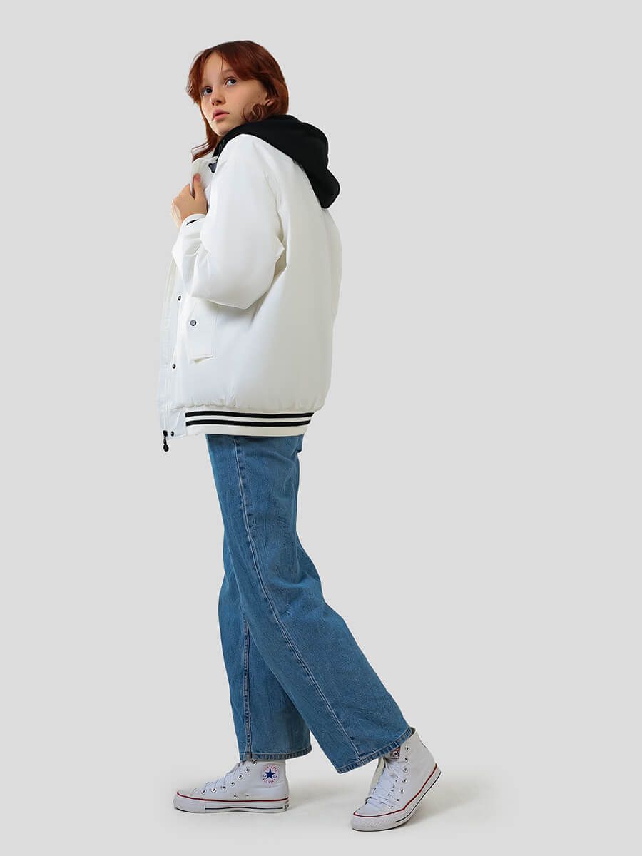 JAC643-02 Куртка для девочек белый+100% полиэстер