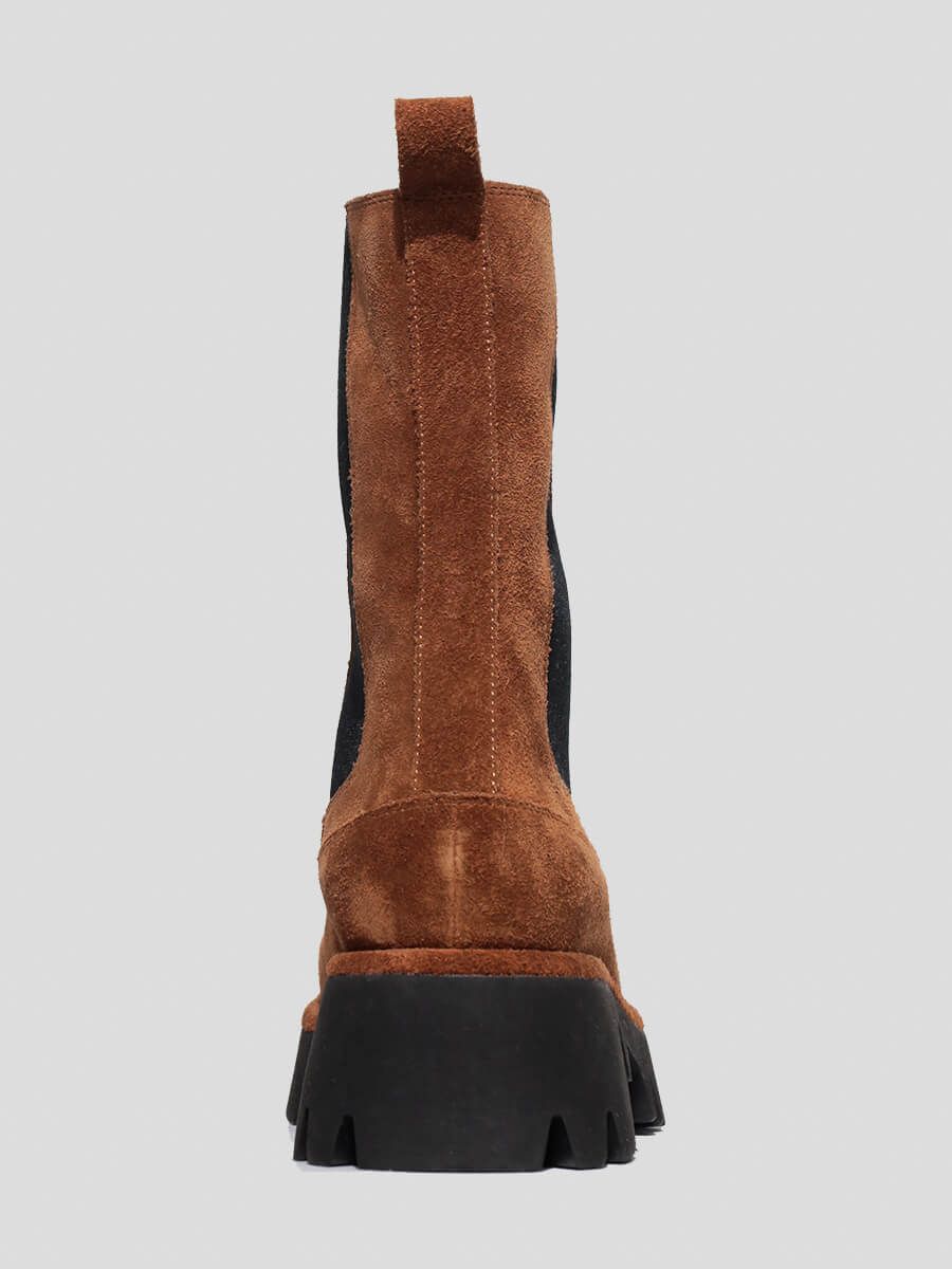 1820315 Ботинки женский коричневый+натуральный спилок