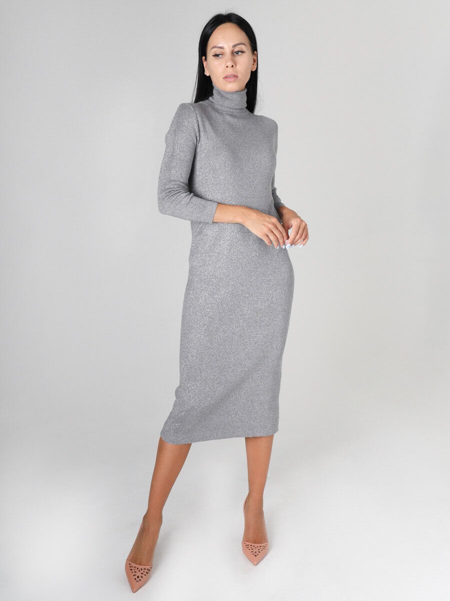 RNV022 Платье женский серый+90% хлопок, 10% эластан