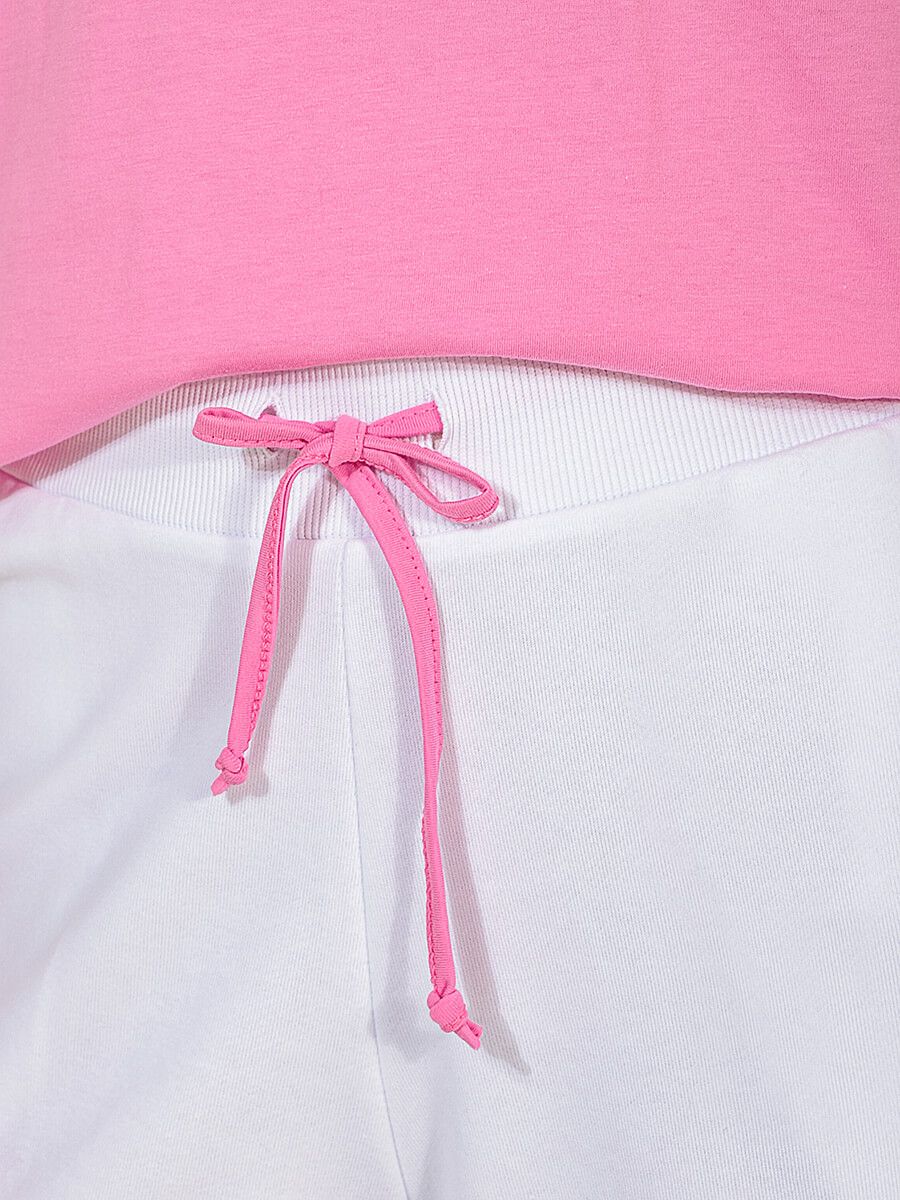 TEset01-14 Костюм спортивный (футболка+шорты) женский розовый+100% хлопок/80% хлопок,20% полиэстер
