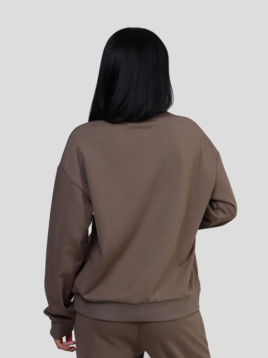SP63114-04 Костюм спортивный (джемпер+брюки) женский коричневый+80% хлопок, 20% полиэстер