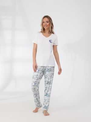 TR507-02 Пижама (футболка+брюки) женская белый+94% вискоза, 6% эластан