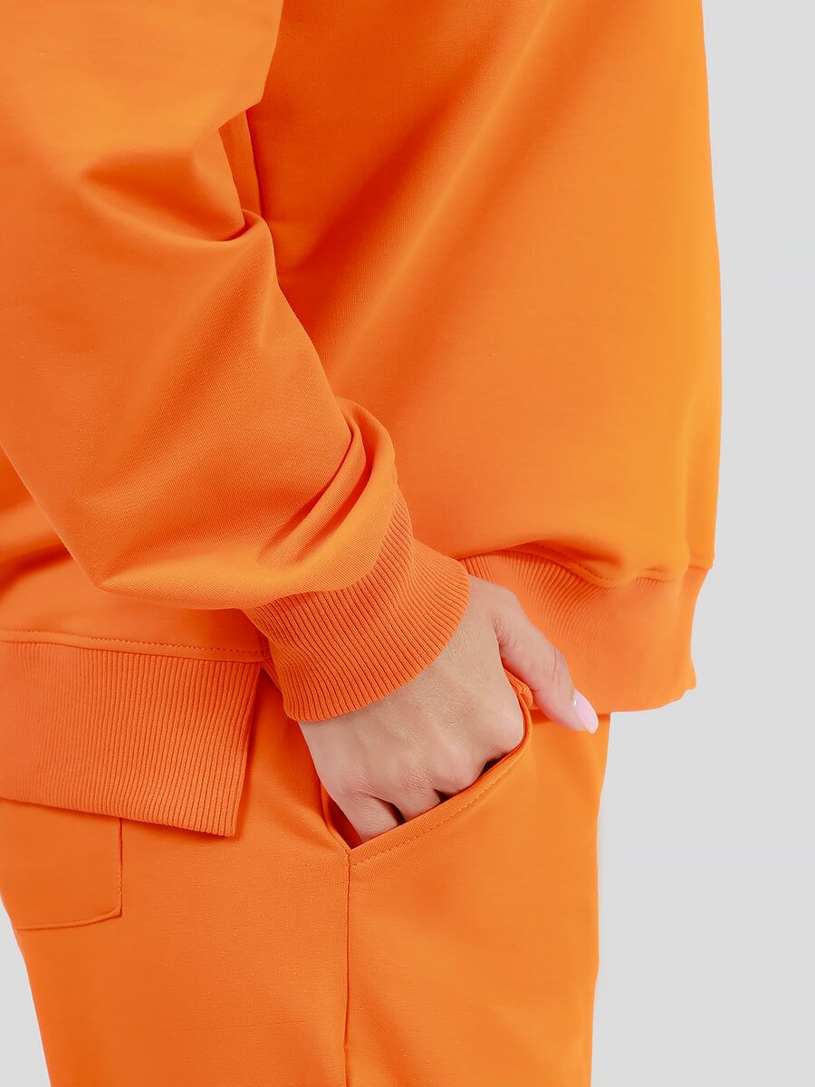 SP2206-12 Костюм спортивный (джемпер+брюки) женский оранжевый+95% хлопок, 5% эластан