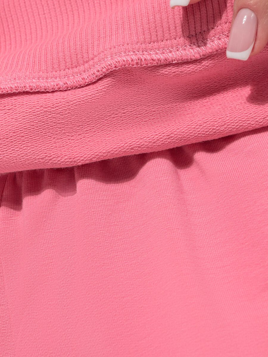 SP888-17 Костюм спортивный (футболка+шорты) женский розовый+95% хлопок, 5% эластан