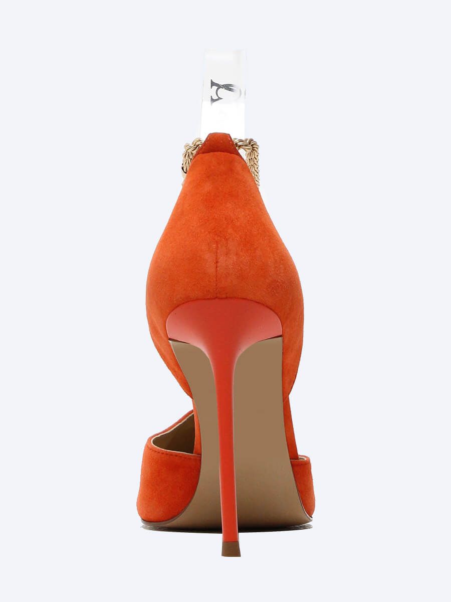 1493202 Туфли летние женский оранжевый+натуральный велюр