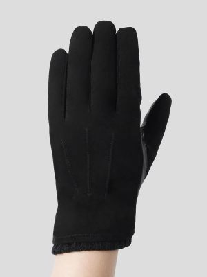 GL22019-01P Перчатки мужской черный+натуральная кожа и натуральный велюр/50% шерсть, 50% акрил