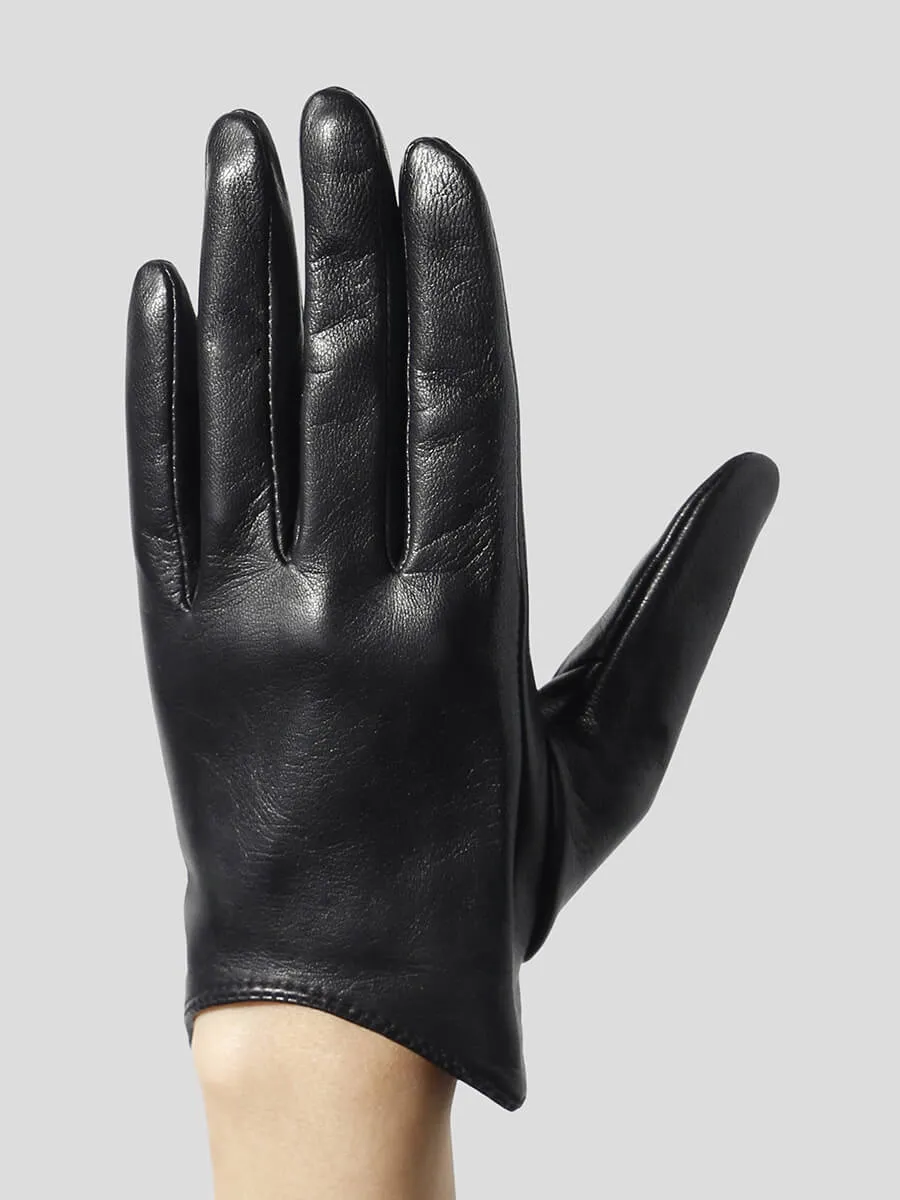 GL23004-01 Перчатки женский черный+натуральная кожа
