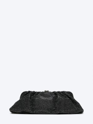 C1179-01 Клатч женский черный+текстиль/стразы