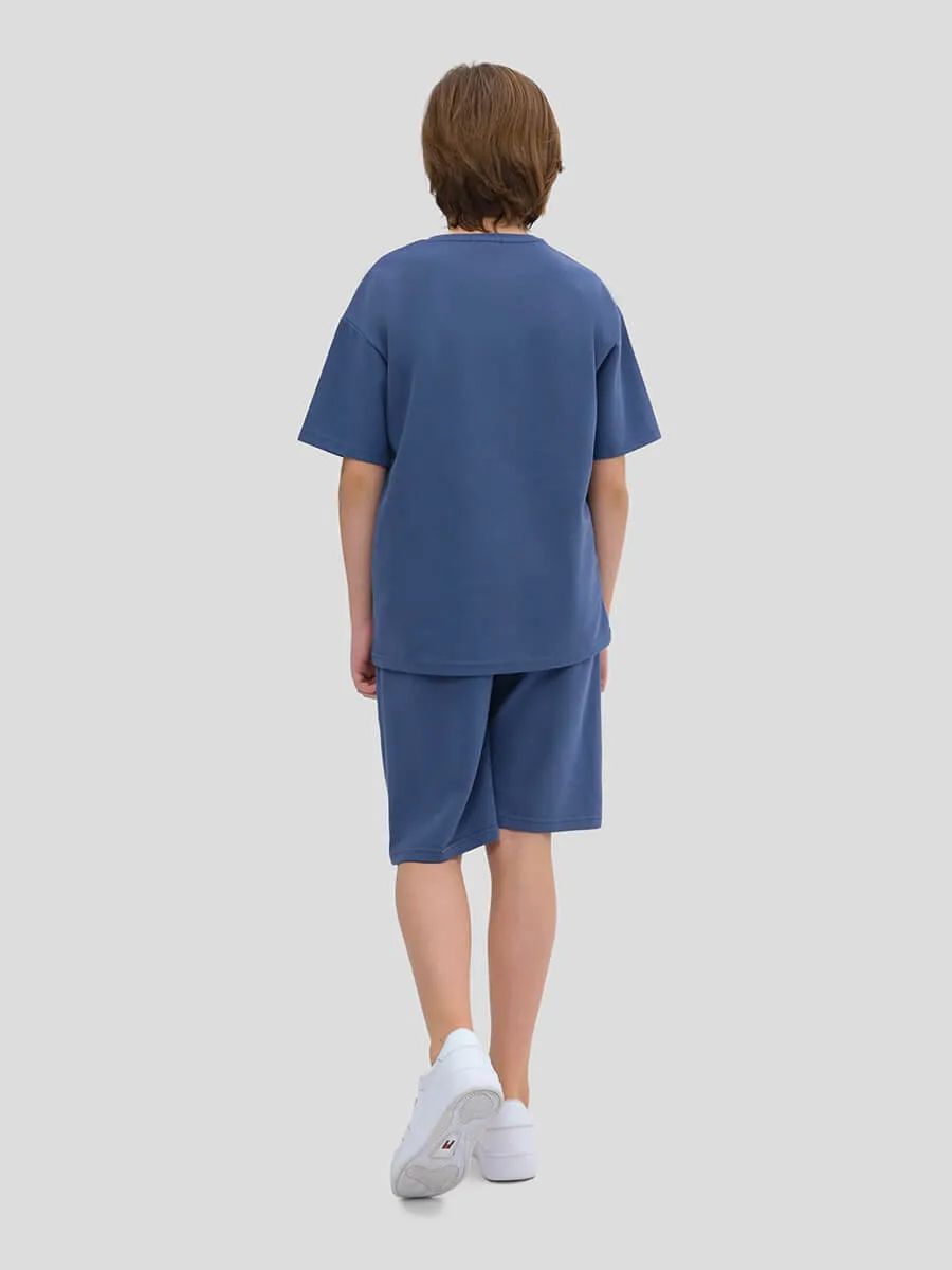 TO10926-10 Комплект спортивный (футболка+шорты) для мальчиков голубой+80% хлопок, 20% полиэстер
