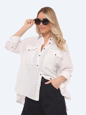 EF24016-02 Рубашка женская белый+100% лён