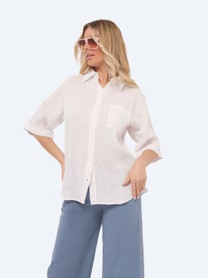 EF24017-02 Рубашка женская белый+100% лён