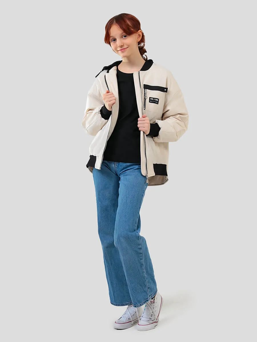 JAC236-08 Куртка для девочек бежевый+100% полиэстер