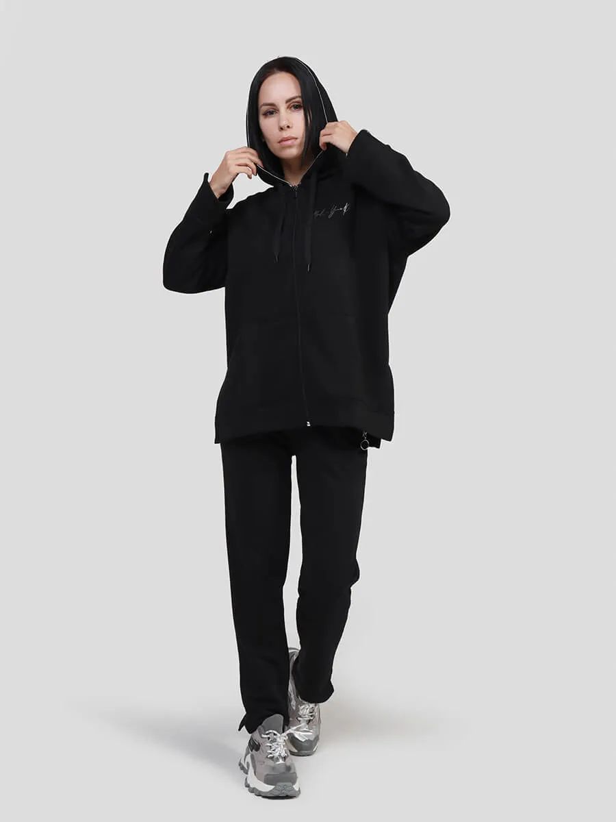 SP7916-01 Куртка спортивная женский черный+80% хлопок, 20% полиэстер