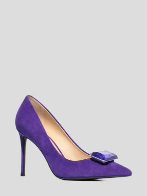 1852309 Туфли женский фиолетовый+натуральный велюр