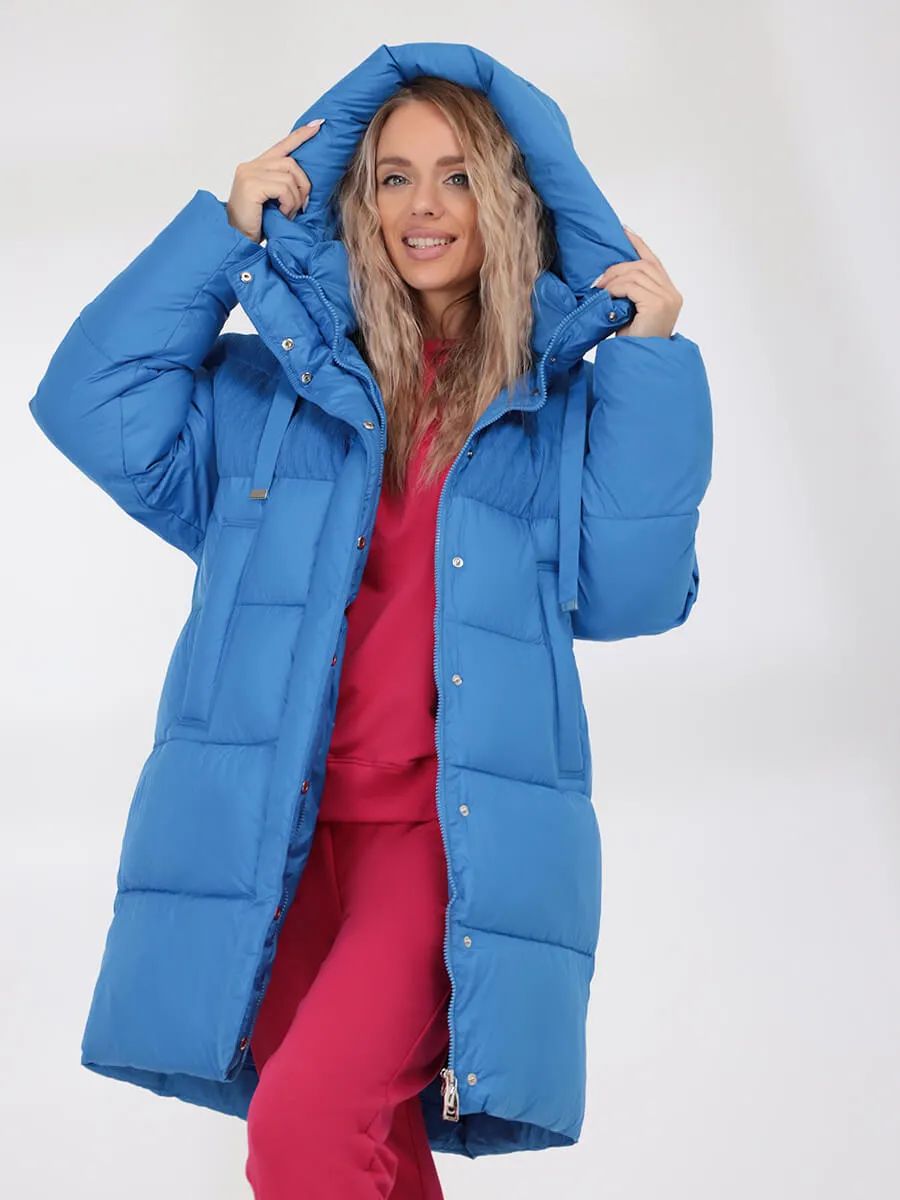CLA616-10 Пальто женское голубой+100% полиэстер