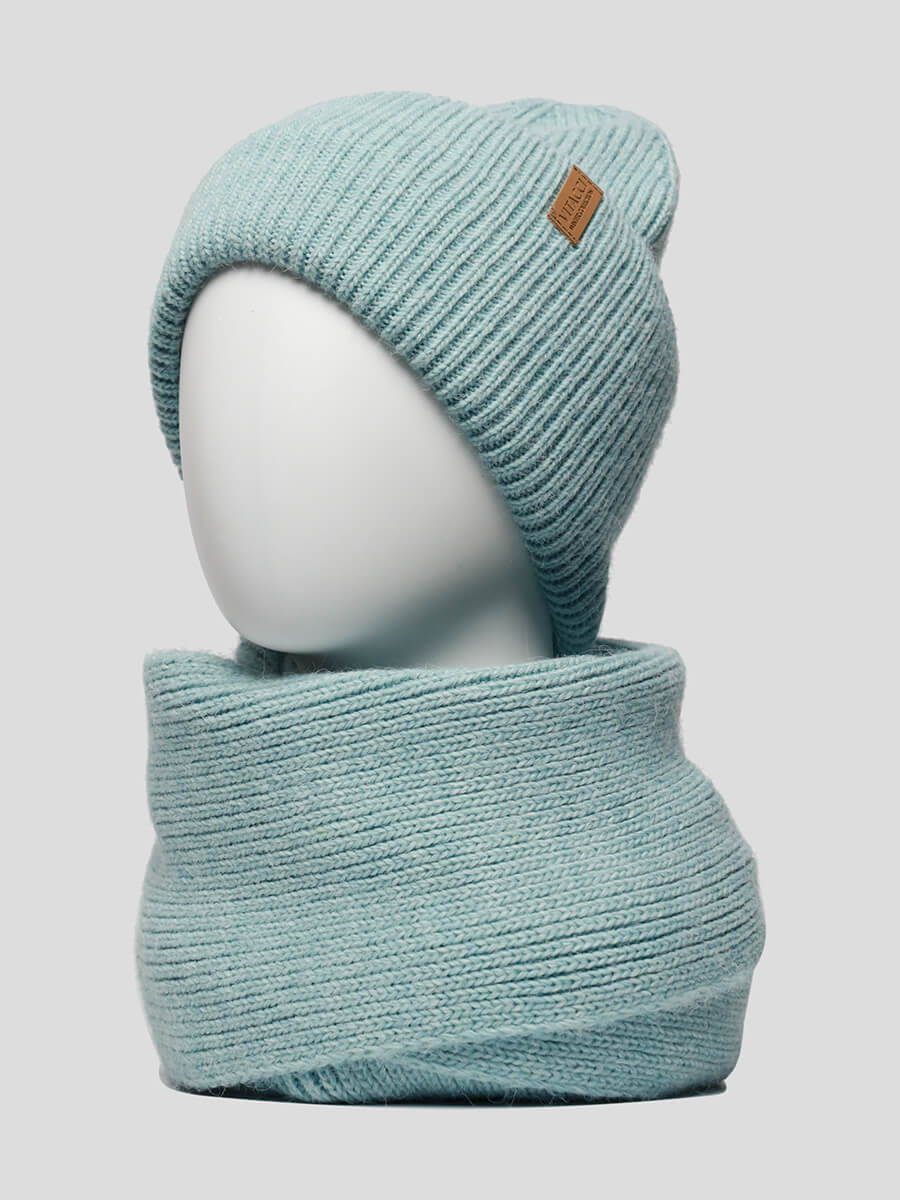 FG0050-10 Комплект (шапка, шарф) женский голубой+50% акрил, 30% шерсть, 20% альпака